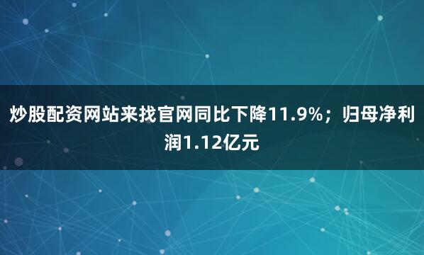 炒股配资网站来找官网同比下降11.9%；归母净利润1.12亿元